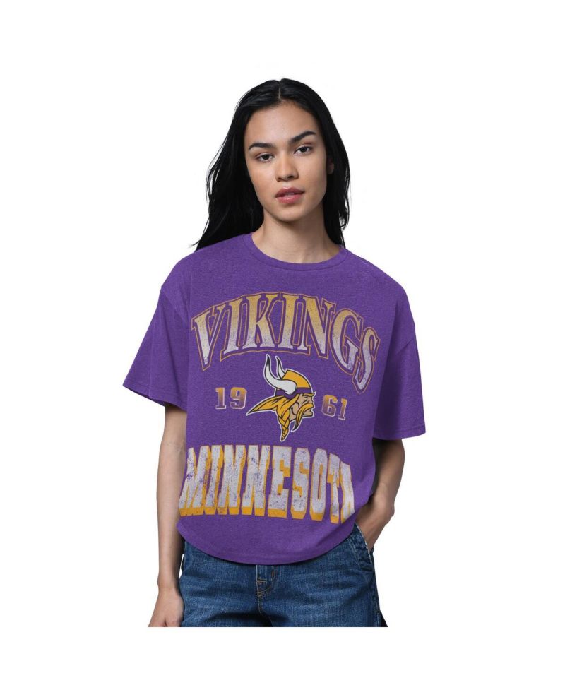 Women's Heather Purple Minnesota Vikings Oversized Hall of Fame T-Shirt