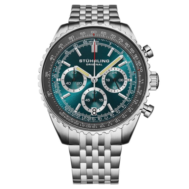 Men s 1010B Quartz Chronograph Watch, 42mm Stainless Steel Case, Steel Bracelet