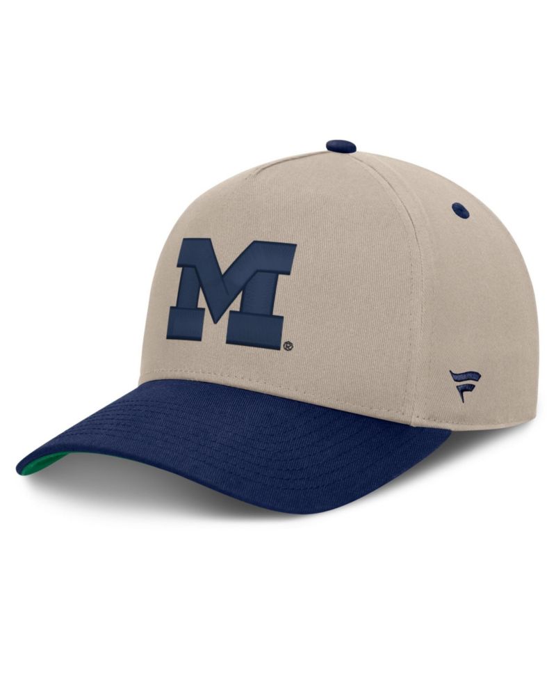 Men's Stone/Navy Michigan Wolverines Veteran Two-Tone Adjustable Hat