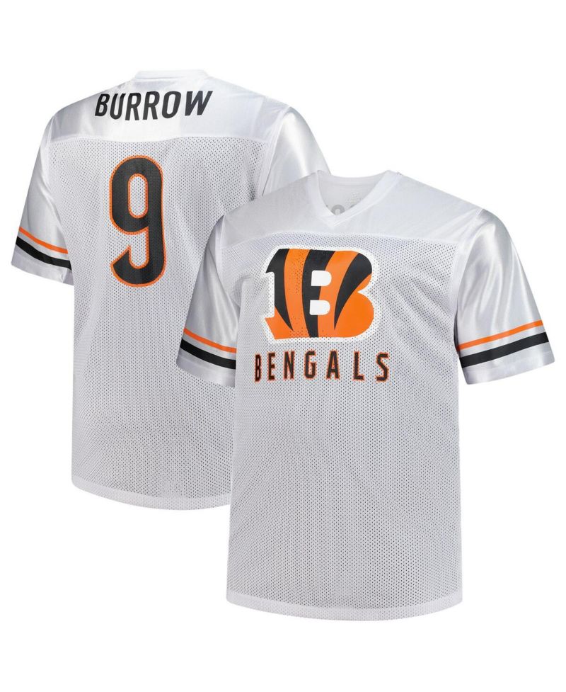 Men's Joe Burrow White Cincinnati Bengals Big & Tall V-Neck Fashion Jersey