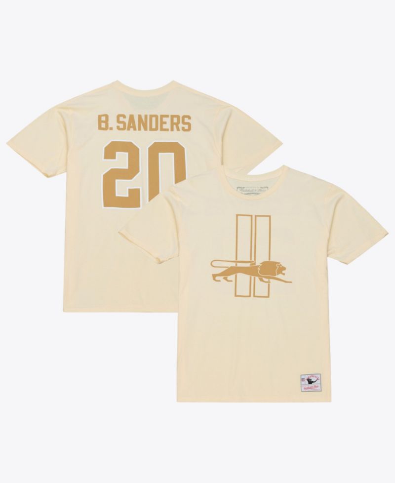 Men's Barry Sanders Cream Detroit Lions Sandman Name & Number T-Shirt