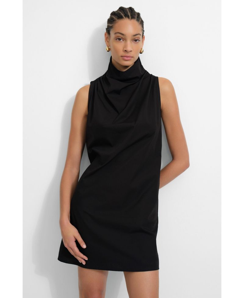Women's Minna Wide-Neck Relaxed-Fit Cotton Mini Dress with Pockets