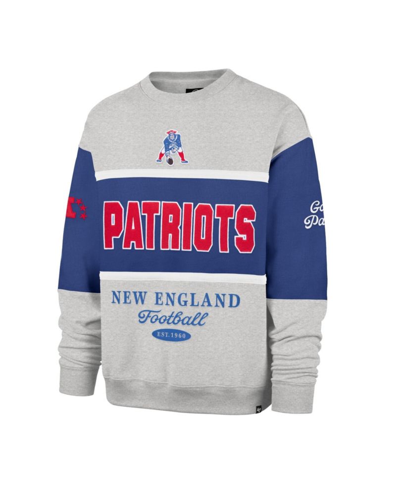Men's '47 Royal/Heather Gray New England Patriots Blockfield Maximalist Sweatshirt