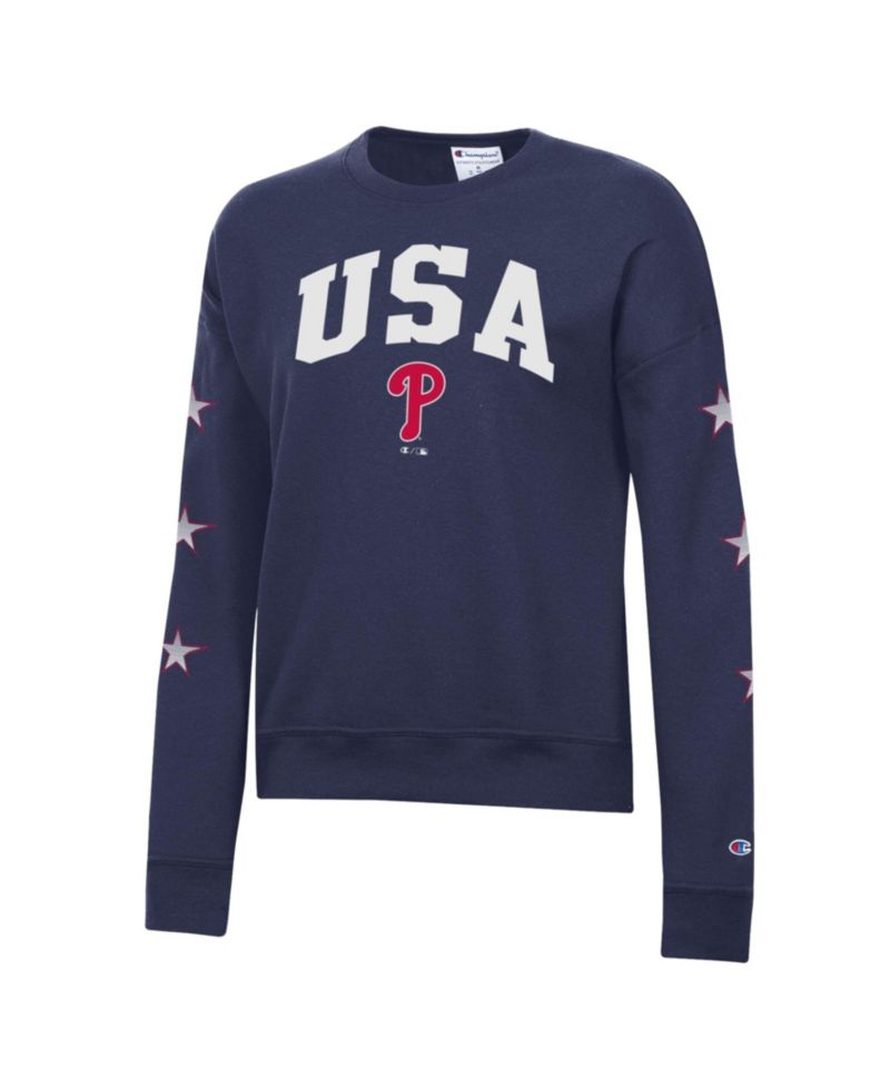 Women's Navy Philadelphia Phillies Americana Fleece Crewneck Sweatshirt