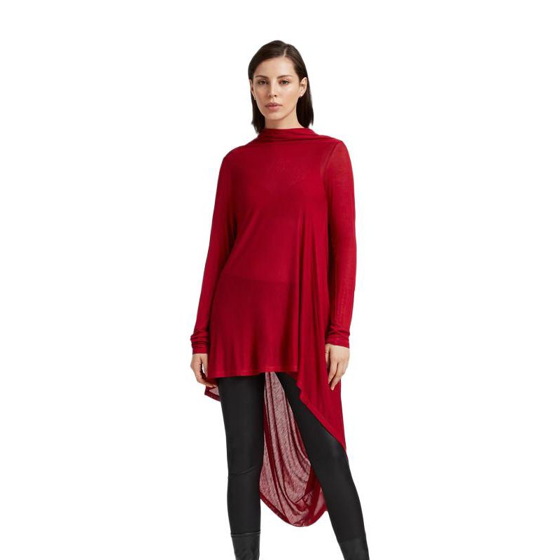 Women's Iris High-Neck Asymmetric Sheer Jersey Tunic