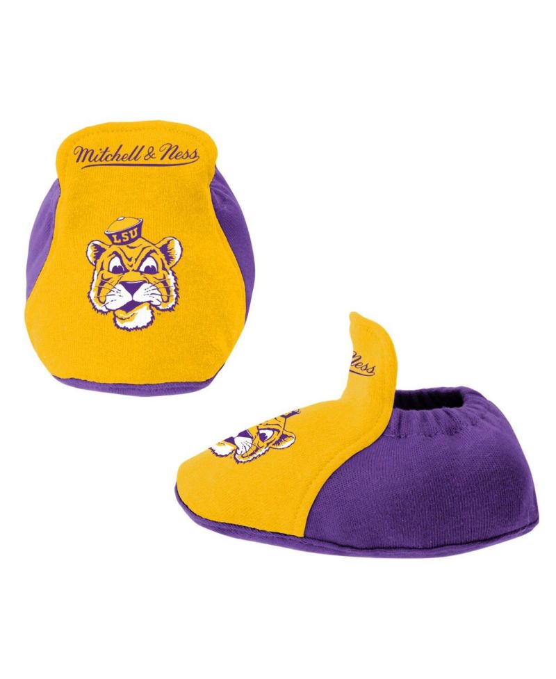 Baby Boys and Girls Purple, Gold LSU Tigers 3-Pack Bodysuit, Bib and Bootie Set