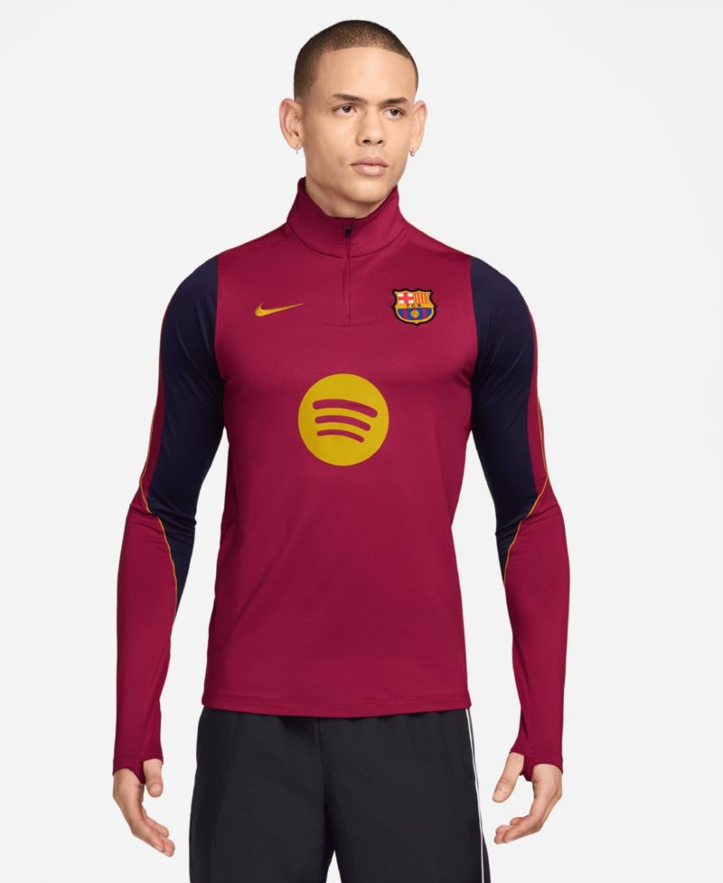 Men's Red Barcelona Strike Dri-FIT Quarter-Zip Long Sleeve Drill Top