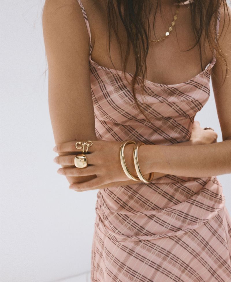 Women's Gathered Checked Dress