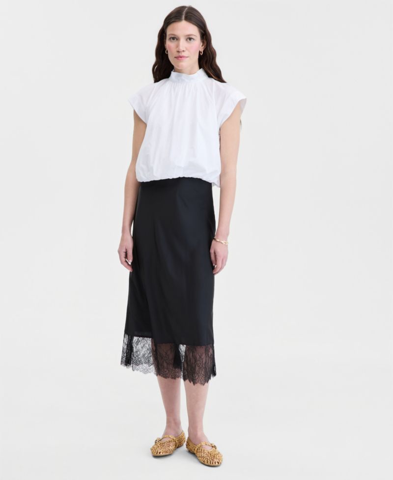 Women's Lace-Hem Midi Slip Skirt