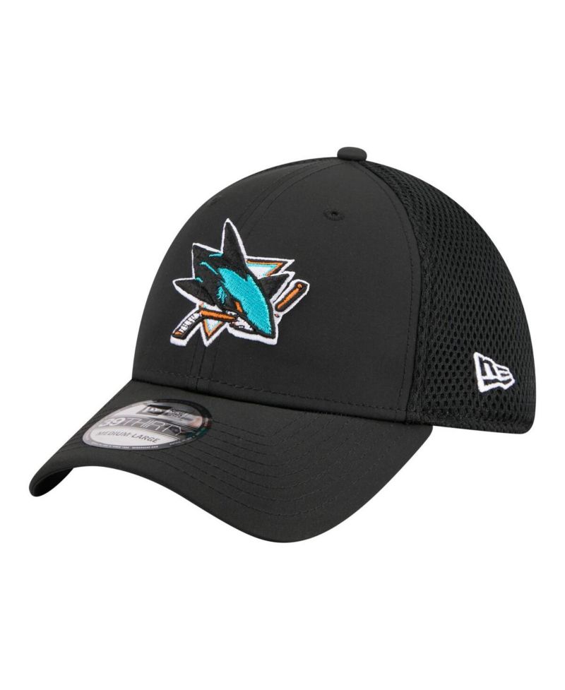Men's Black San Jose Sharks Logo 39THIRTY Flex Hat