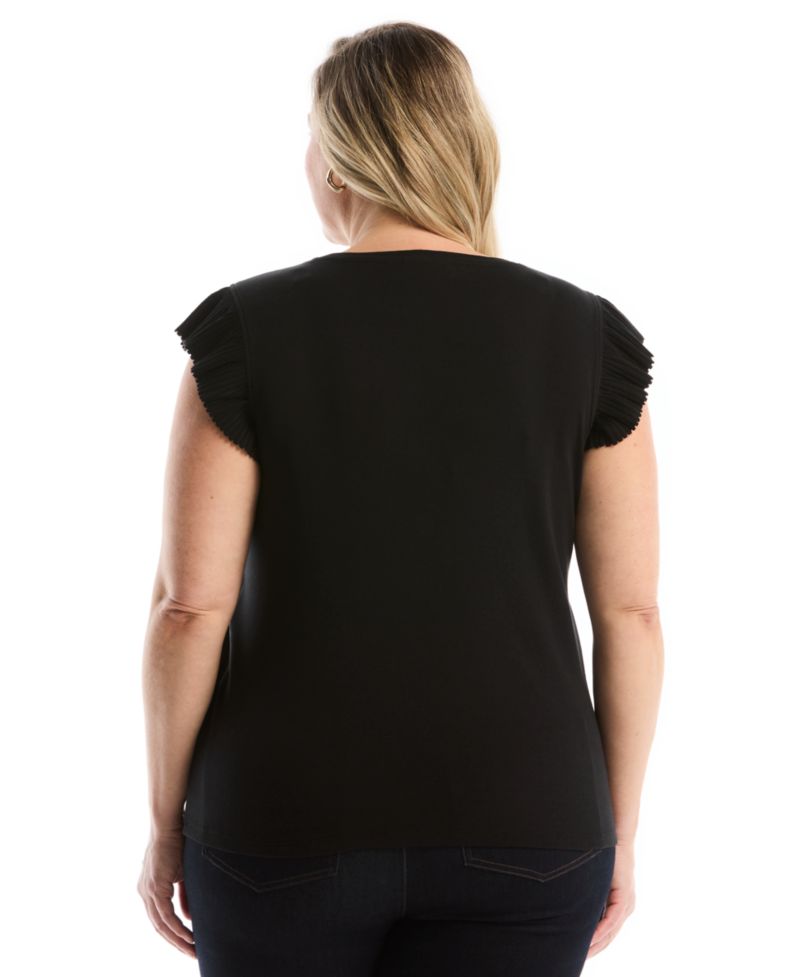 Plus Size Ruffle Cap-Sleeve Top