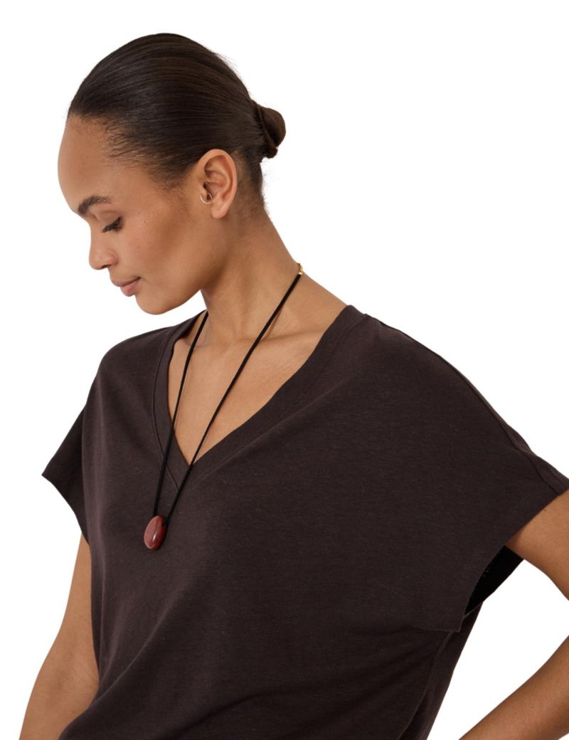 Women's Rosalia Linen-Blend V-Neck Short-Sleeve T-Shirt