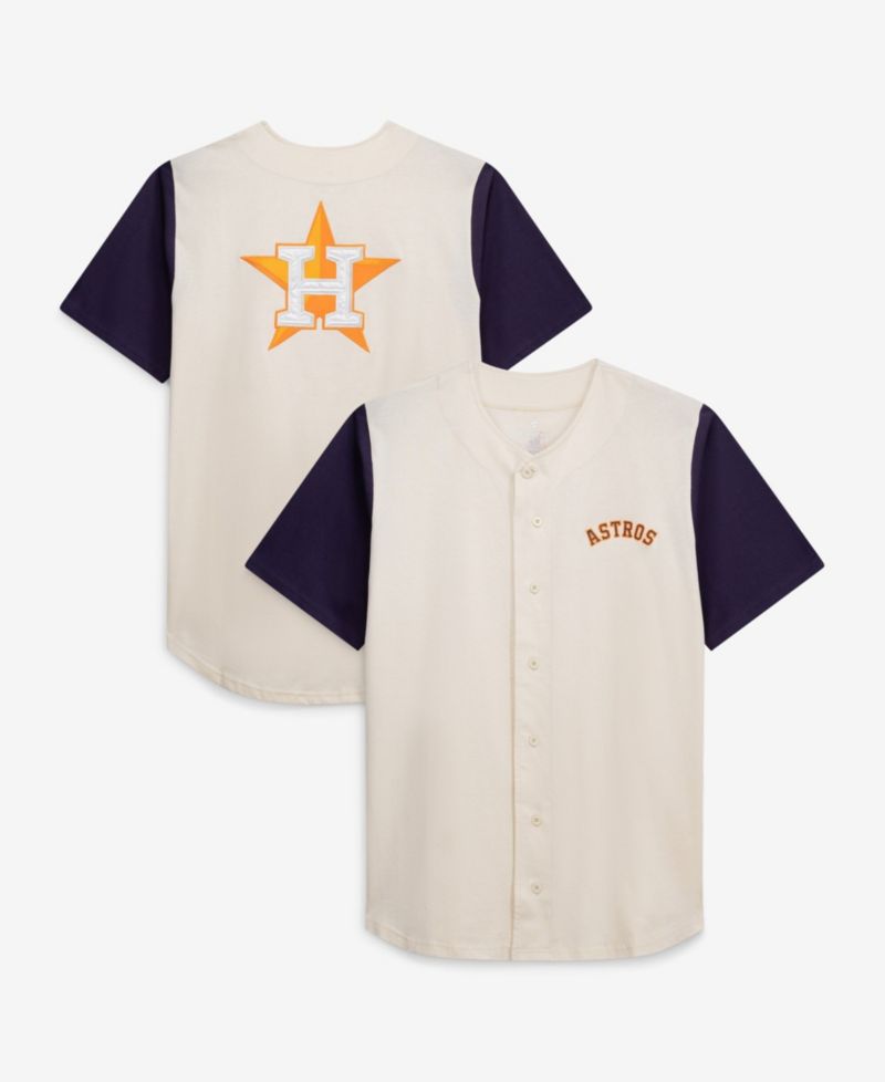 Men's Cream Houston Astros Big & Tall Full-Button Jersey