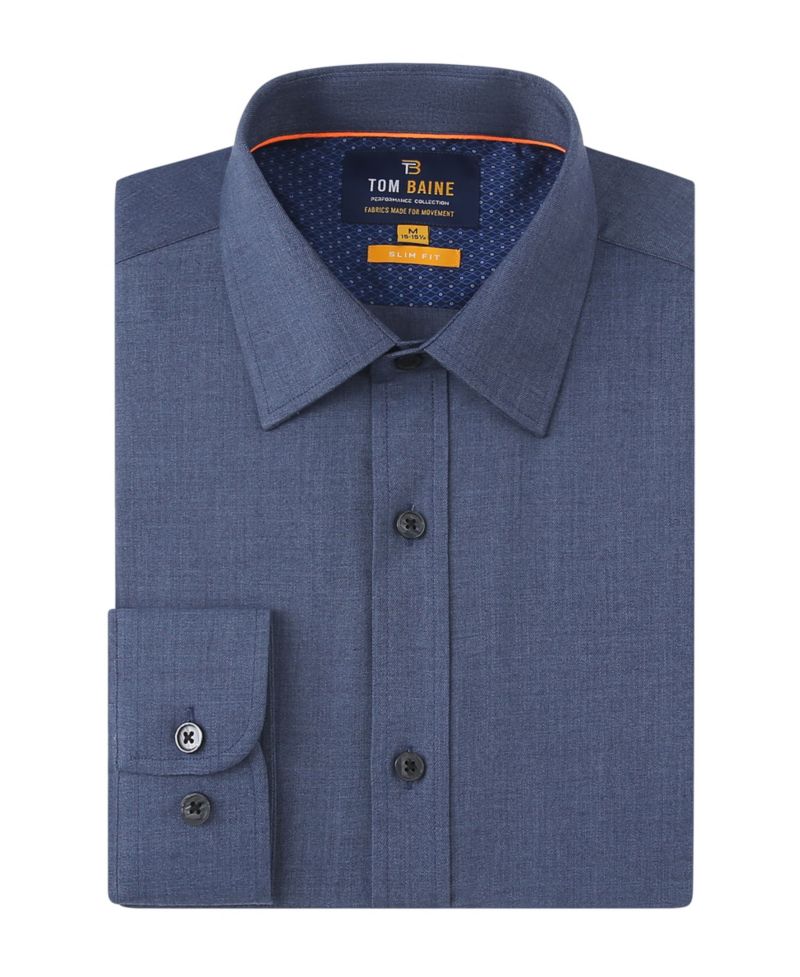 Men's Four-Way Stretch Denim Button Down Dress Shirt