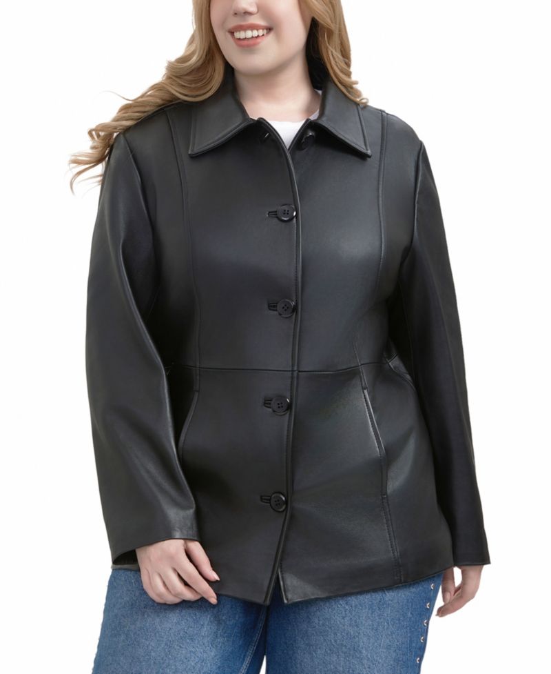 Plus Size Dana Leather Car Coat