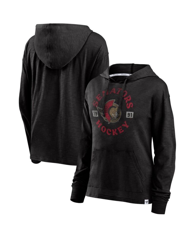 Women's Heather Black Ottawa Senators True Classic Pullover Hoodie