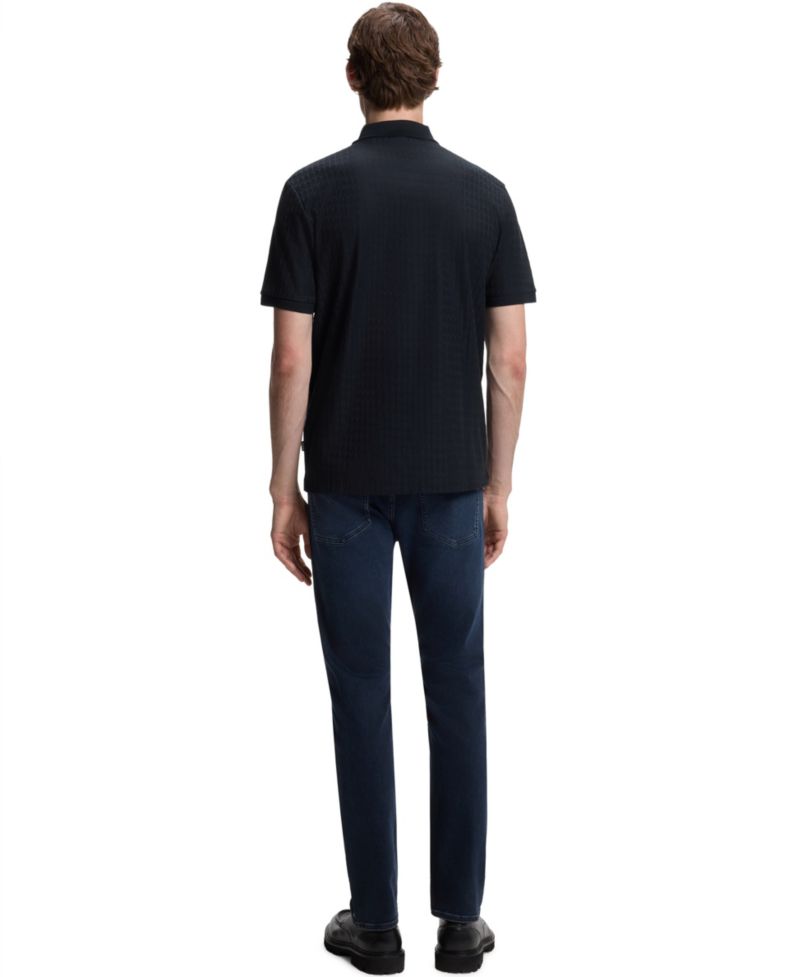 Men's Cotton Geometric-Jacquard Polo Shirt
