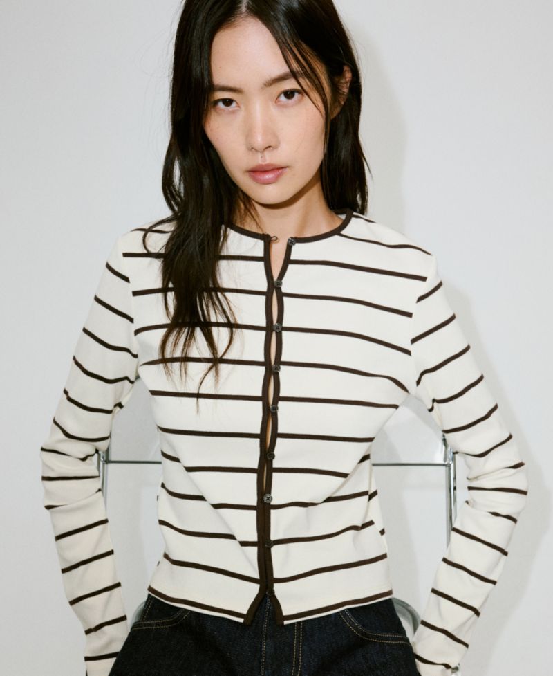Women's Striped Lightweight Knit Cardigan