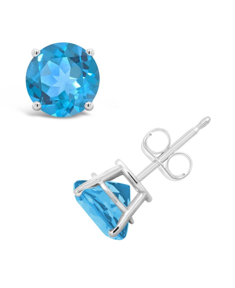 Blue Topaz (3-1/10 ct. t.w.) Stud Earrings in Sterling Silver (Also Available in Peridot and Amethyst)