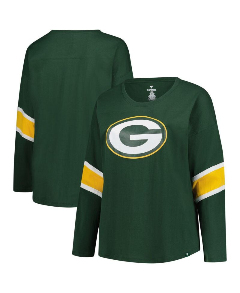 Women's Green Bay Packers Plus Size Redzone 3/4-Sleeve Scoop Neck T-Shirt
