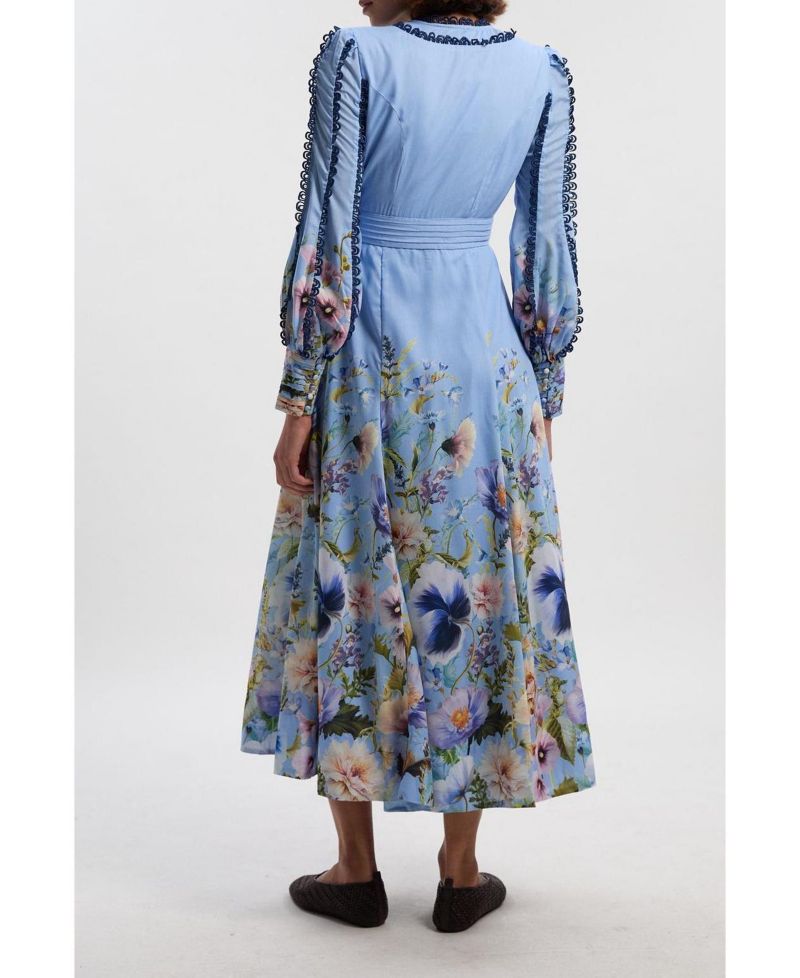 Women's Trailing Floral Woven Plunge Maxi Dress