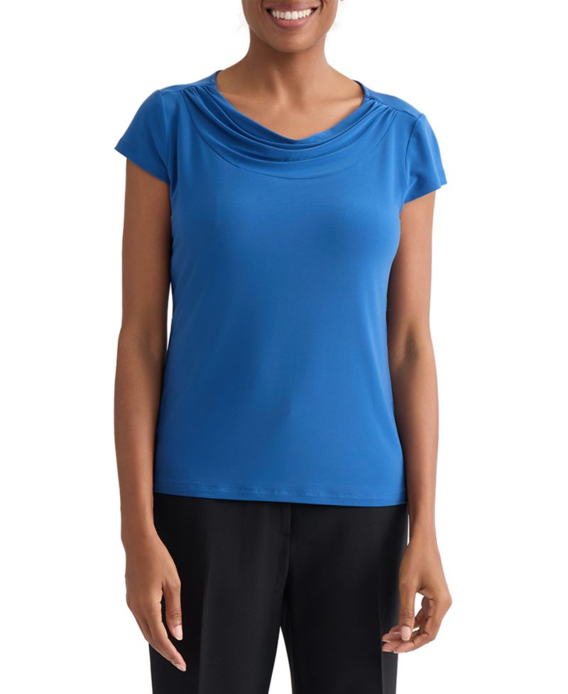 Women's Cowl-Neck Cap-Sleeve Blouse