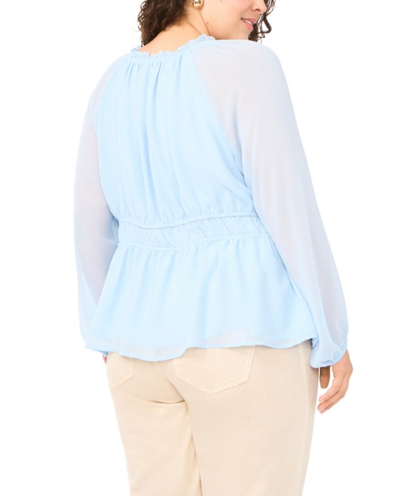 Plus Size V-Neck Long-Sleeve Top