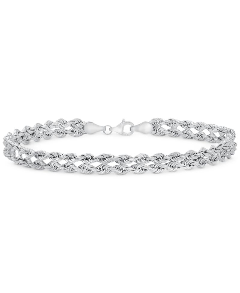 Double Row Twisted Heart Link Bracelet in 14k Gold