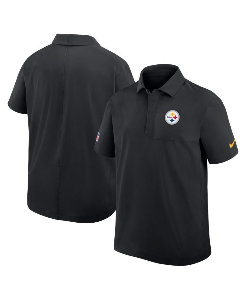Men's Black Pittsburgh Steelers Sideline City Pride Woven Performance Polo Shirt