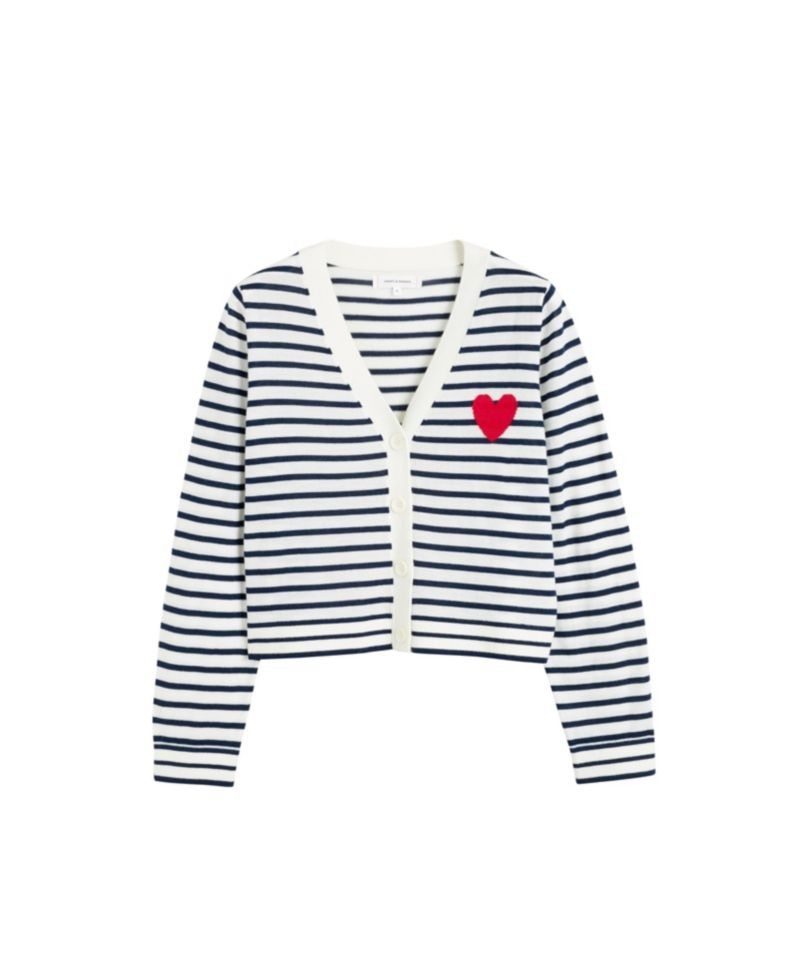 Women's Chinti and Parker Pure Merino Heart Breton Cardigan