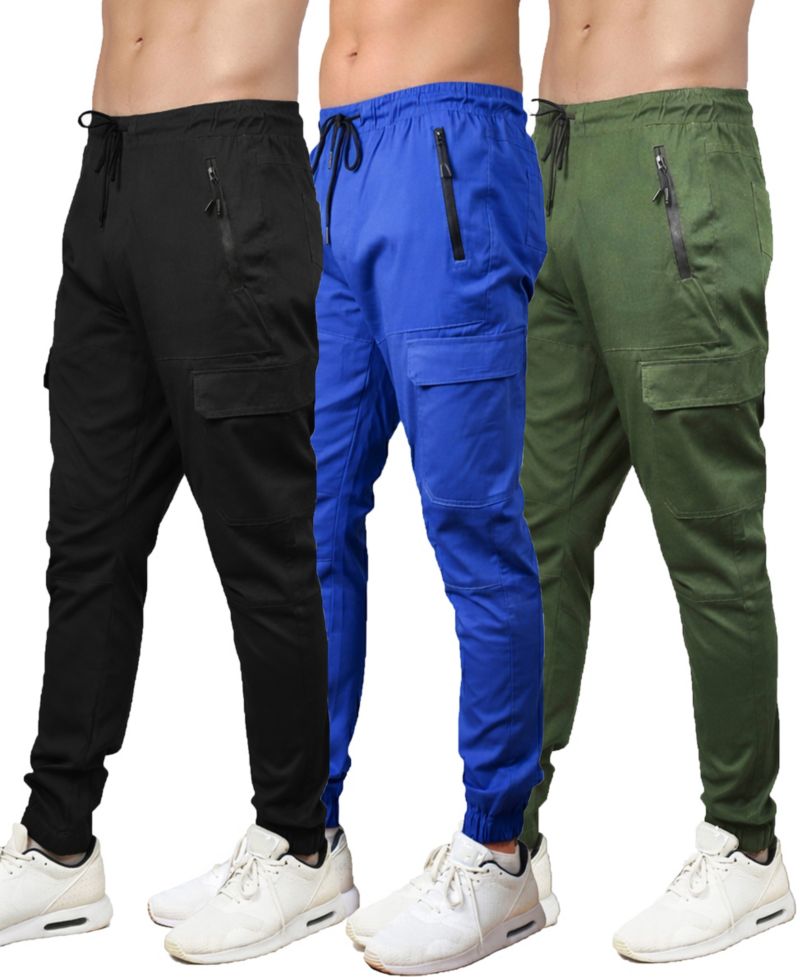Men's Slim-Fit Cargo Jogger Pants, 3-Pack