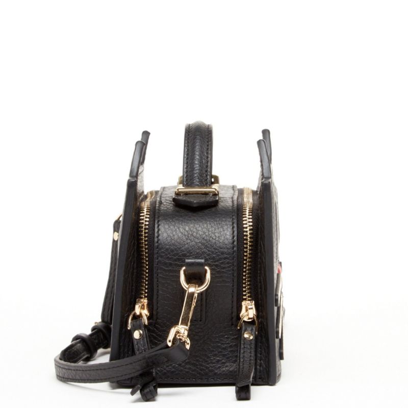 Womens's Pebble Leather Cat Crossbody Bag Cute Top Handle Purse Small Shoulder Handbag