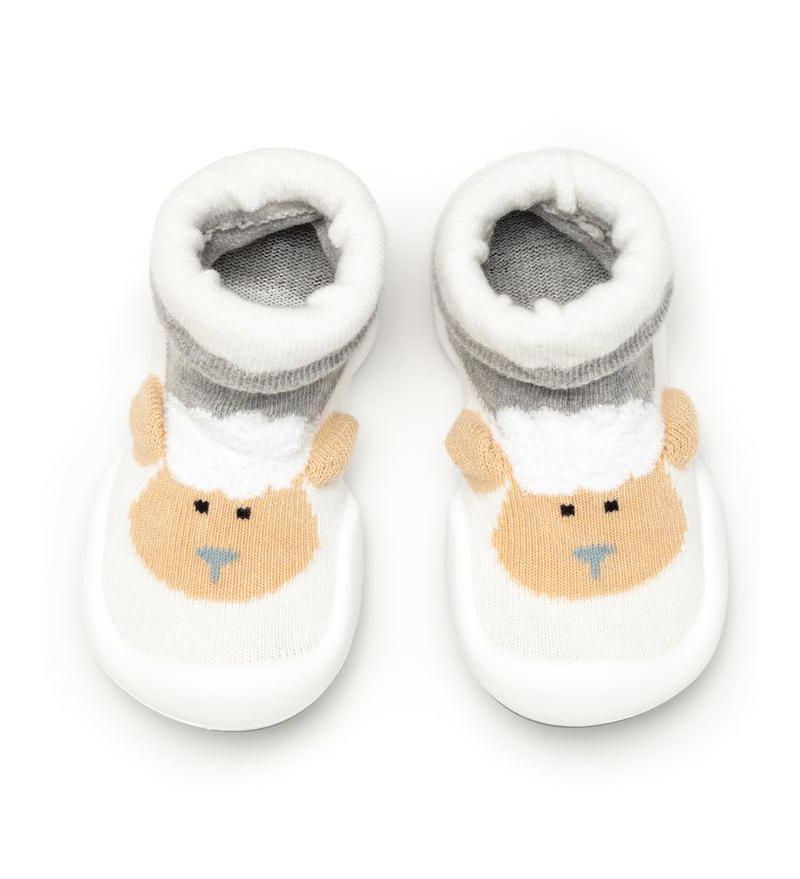 Baby Girl Boy First Walk Sock Shoes Little Lamb - Heather Grey