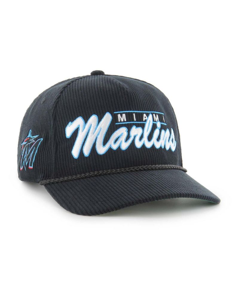 Men's Black Miami Marlins Corduroy Hitch Adjustable Hat