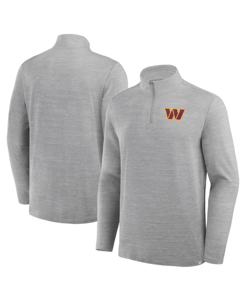 Men's Heather Gray Washington Commanders Clutch Quarter-Zip Pullover Sweatshirt