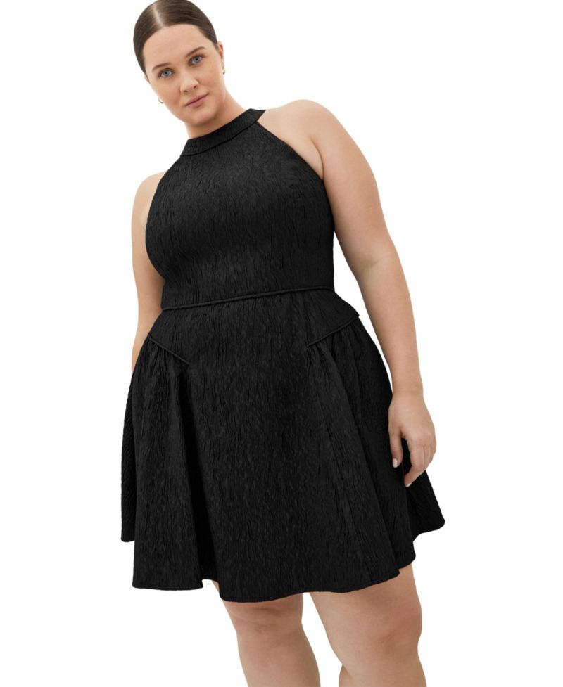Women's Plus Size Halter Jacquard Mini Dress