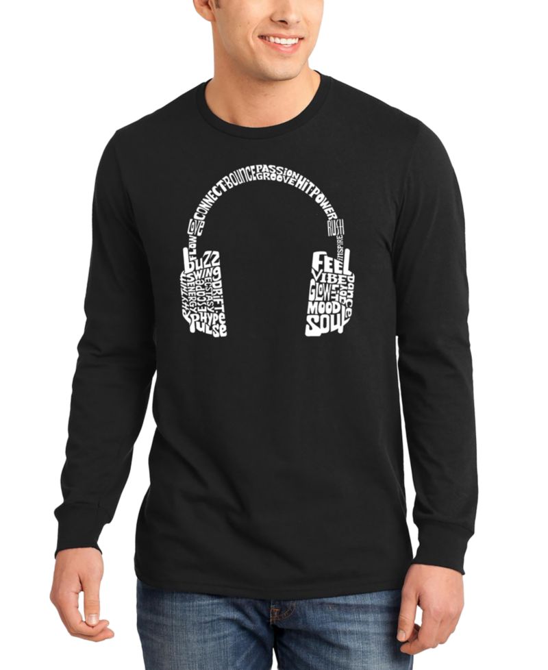 Men's Headphones Word Art Long-Sleeve T-Shirt