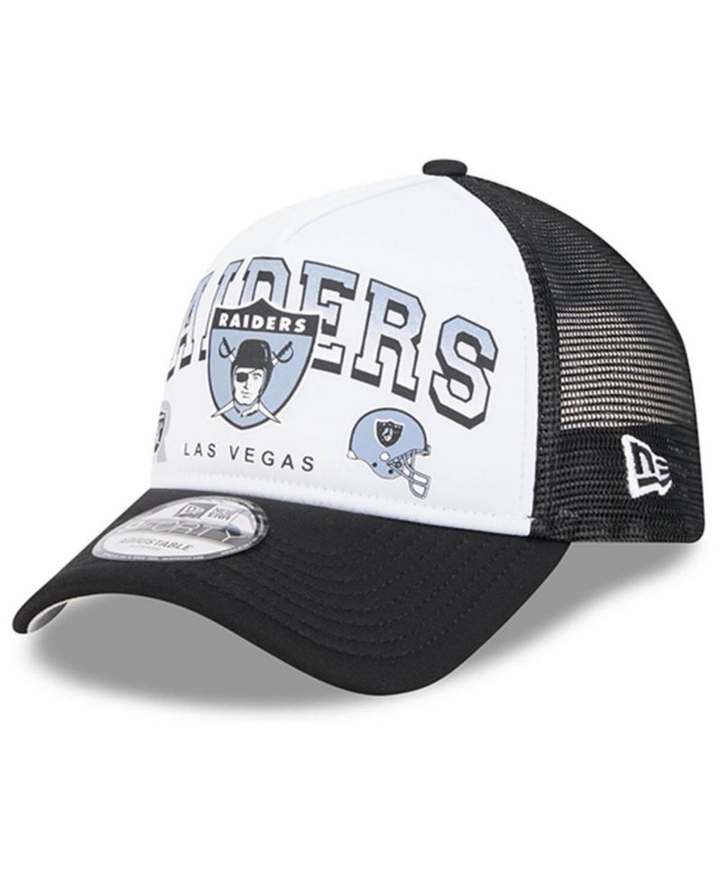 Men's White/Black Las Vegas Raiders Retro Wordmark A-Frame 9FORTY Adjustable Hat