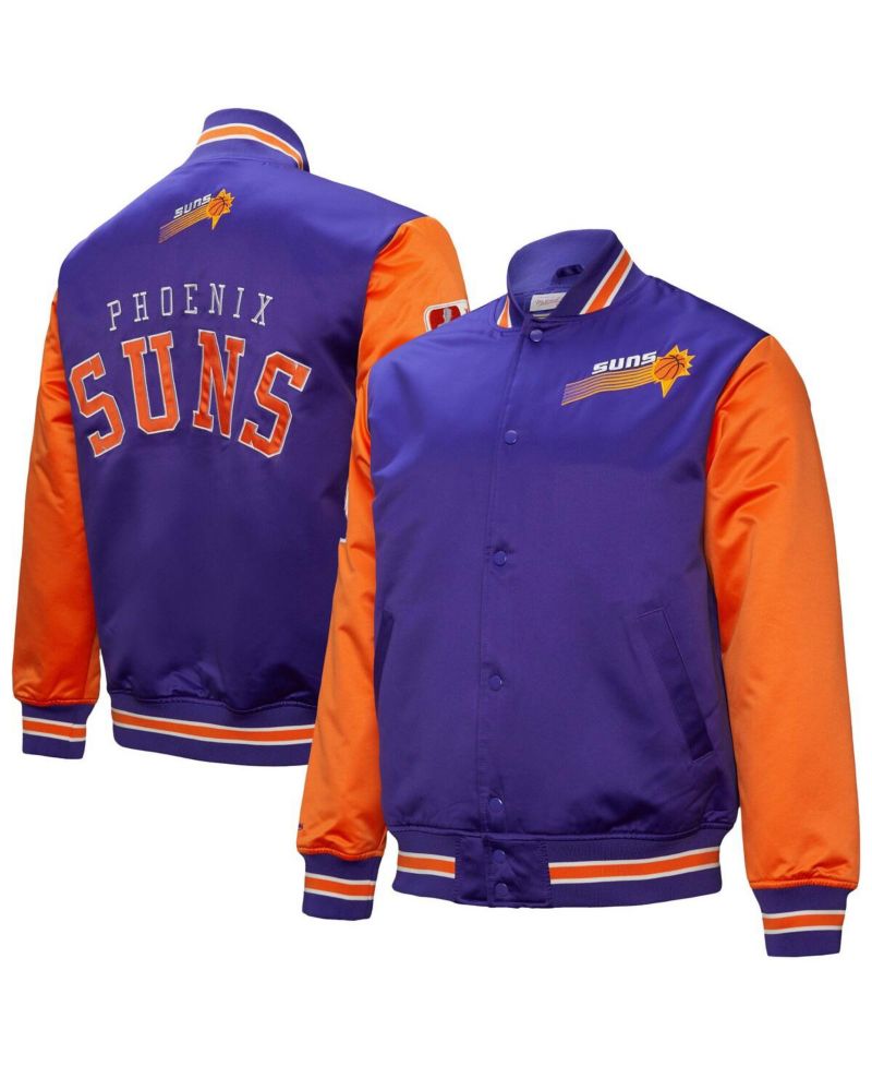 Men's Purple Phoenix Suns Hardwood Classic Primetime Full-Snap Satin Jacket