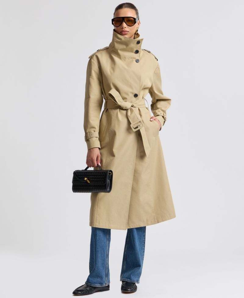 Women's Funnel Neck Slouchy Trench Coat