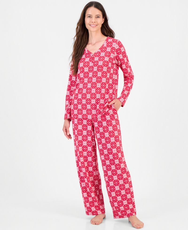 Women's 2-Piece Printed Long-Sleeve Packaged Pajama set