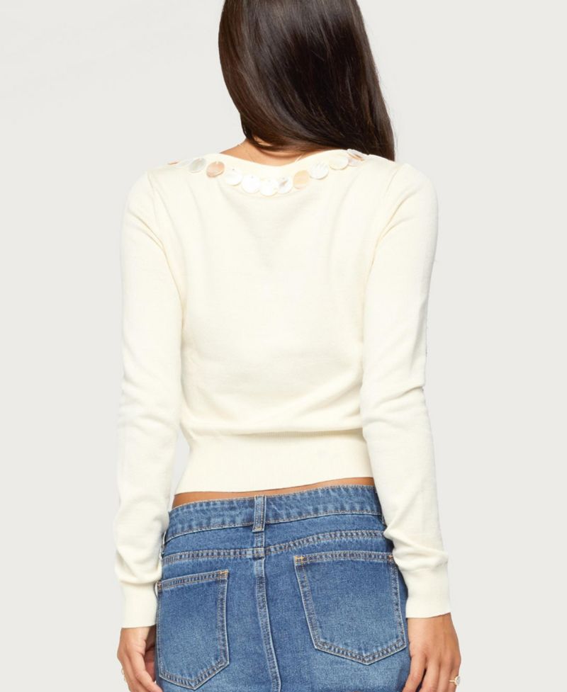 Women's Eeva Iridescent Cropped Button Cardigan