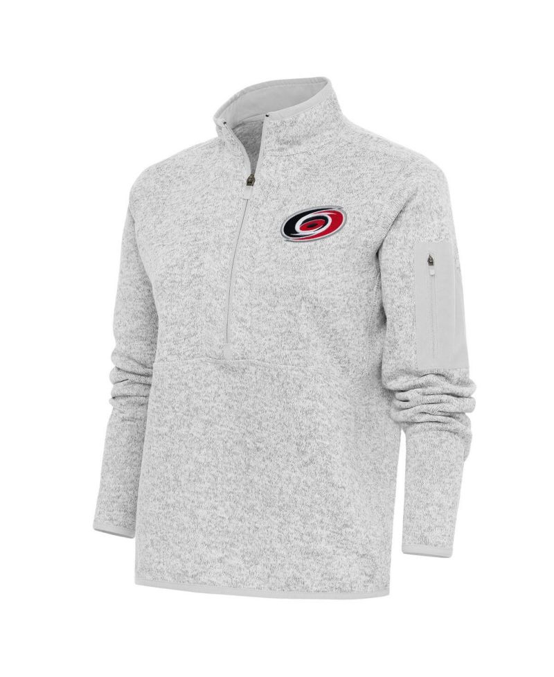 Women's Heather Gray Carolina Hurricanes Team Logo Fortune Quarter-Zip Jacket