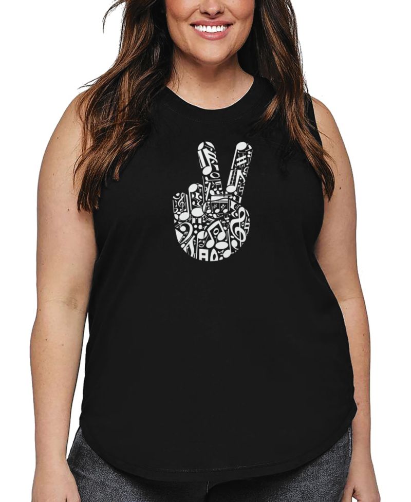 Plus Size Peace Finger Notes Art Tank Top
