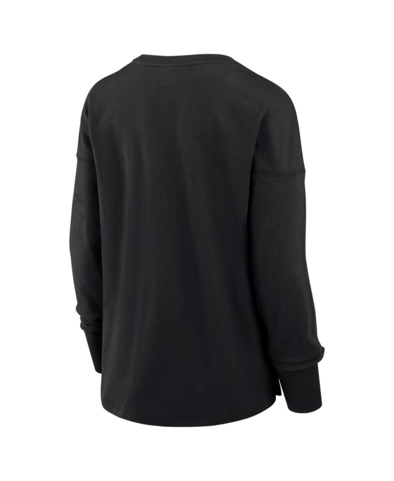 Women's Black Detroit Lions Relaxed Hip Essential Long Sleeve T-Shirt