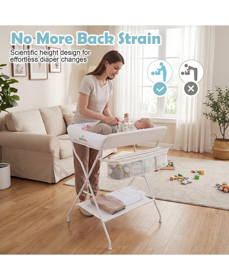 Infant Baby Changing Table Folding Diaper Station Organizer with Storage