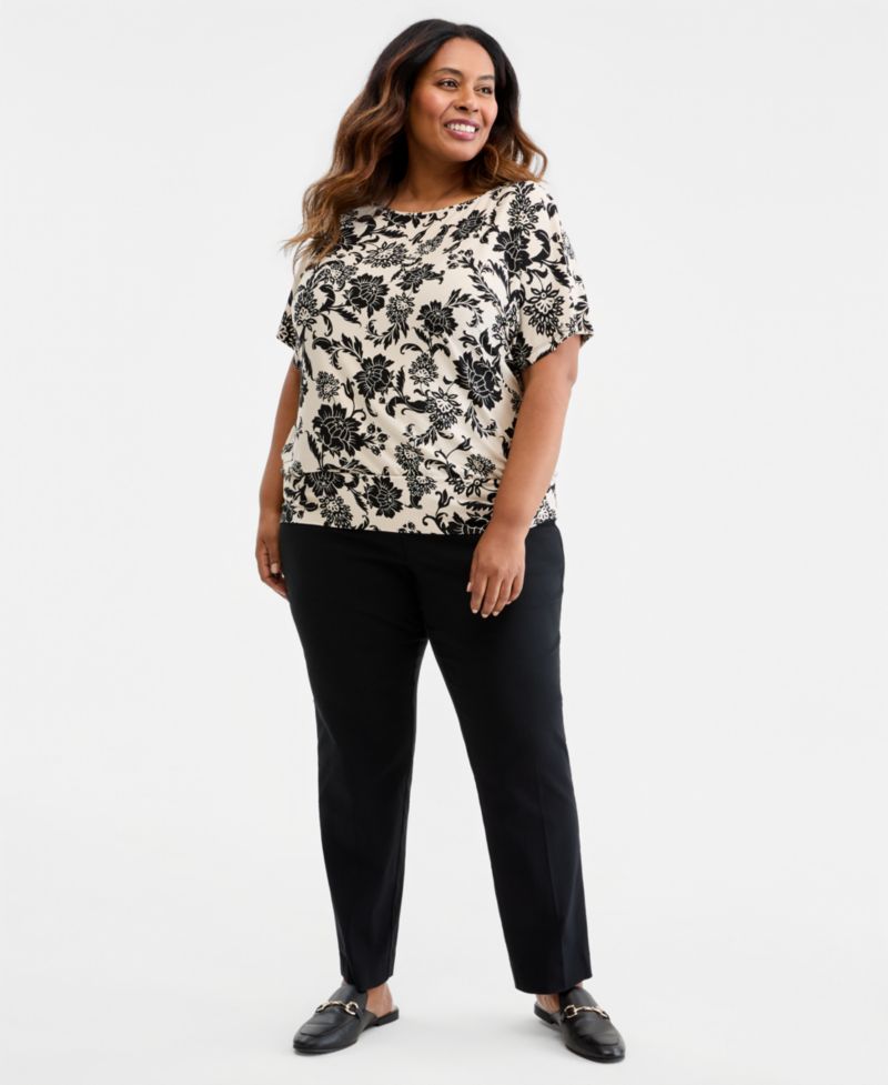Petite Bianca Floral Banded-Hem T-Shirt