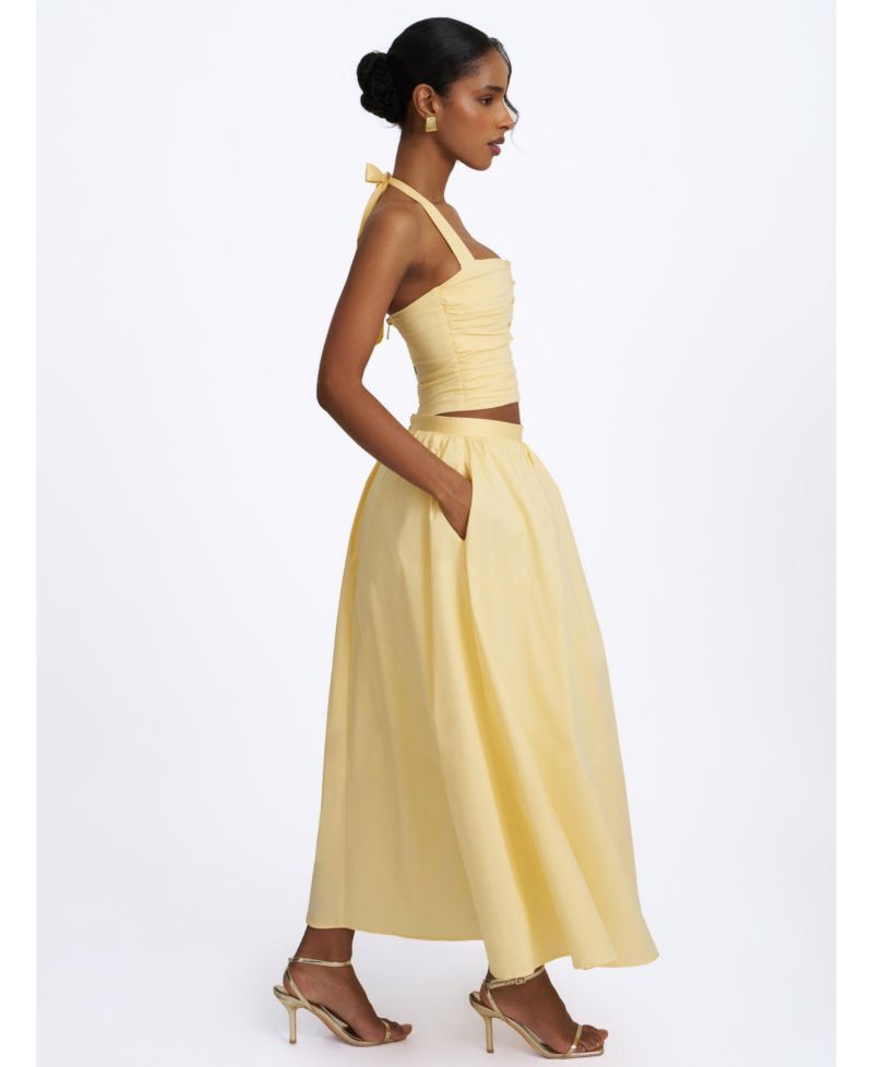 Women's Wina Low-Rise Maxi A-Line Cotton-Blend Poplin Skirt