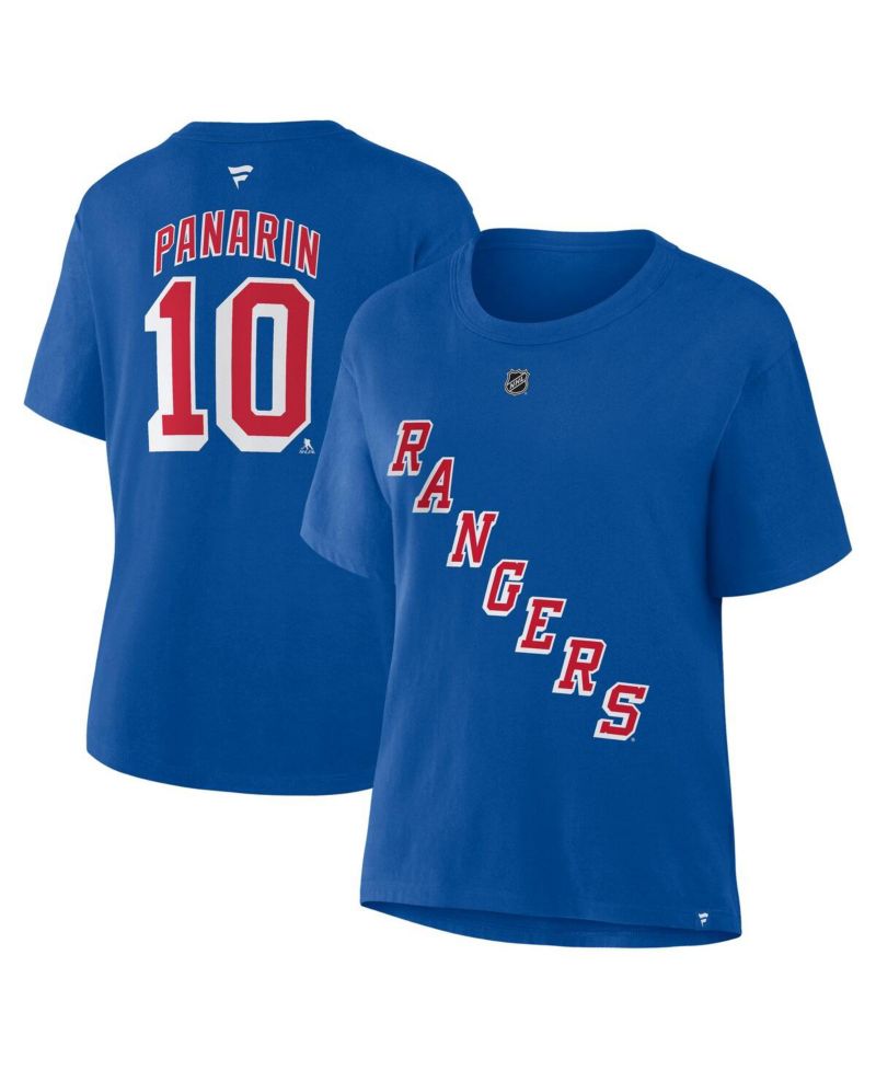 Women's Artemi Panarin Blue New York Rangers Authentic Stack Name & Number T-Shirt