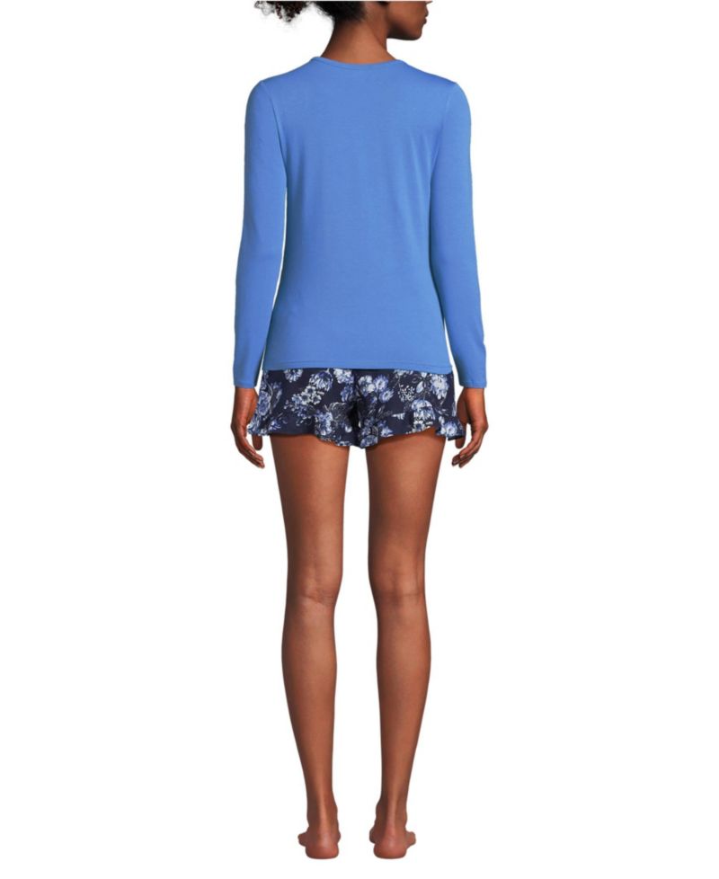 Women's Lightweight Cotton Modal Drapey Flannel 2 Piece Pajama Set - Top and Shorts